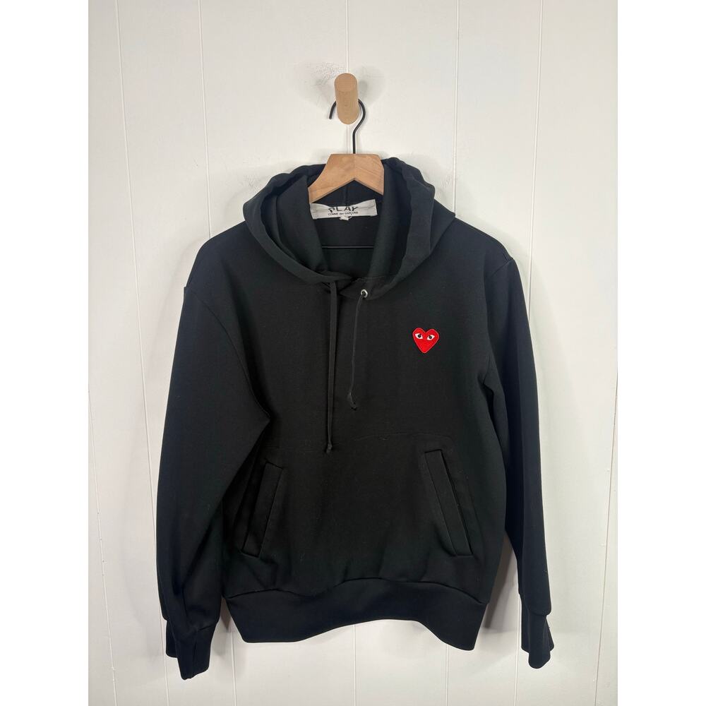Comme Des Garcons Play Heart Hoodie Medium Black Casual Pullover Streetwear